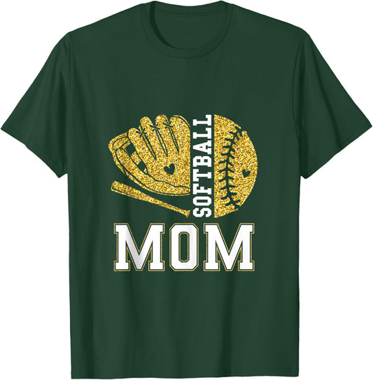 Softball Mom Game Day Softball Season Mama Girl Gold T-Shirt - T-Shirt | Forest