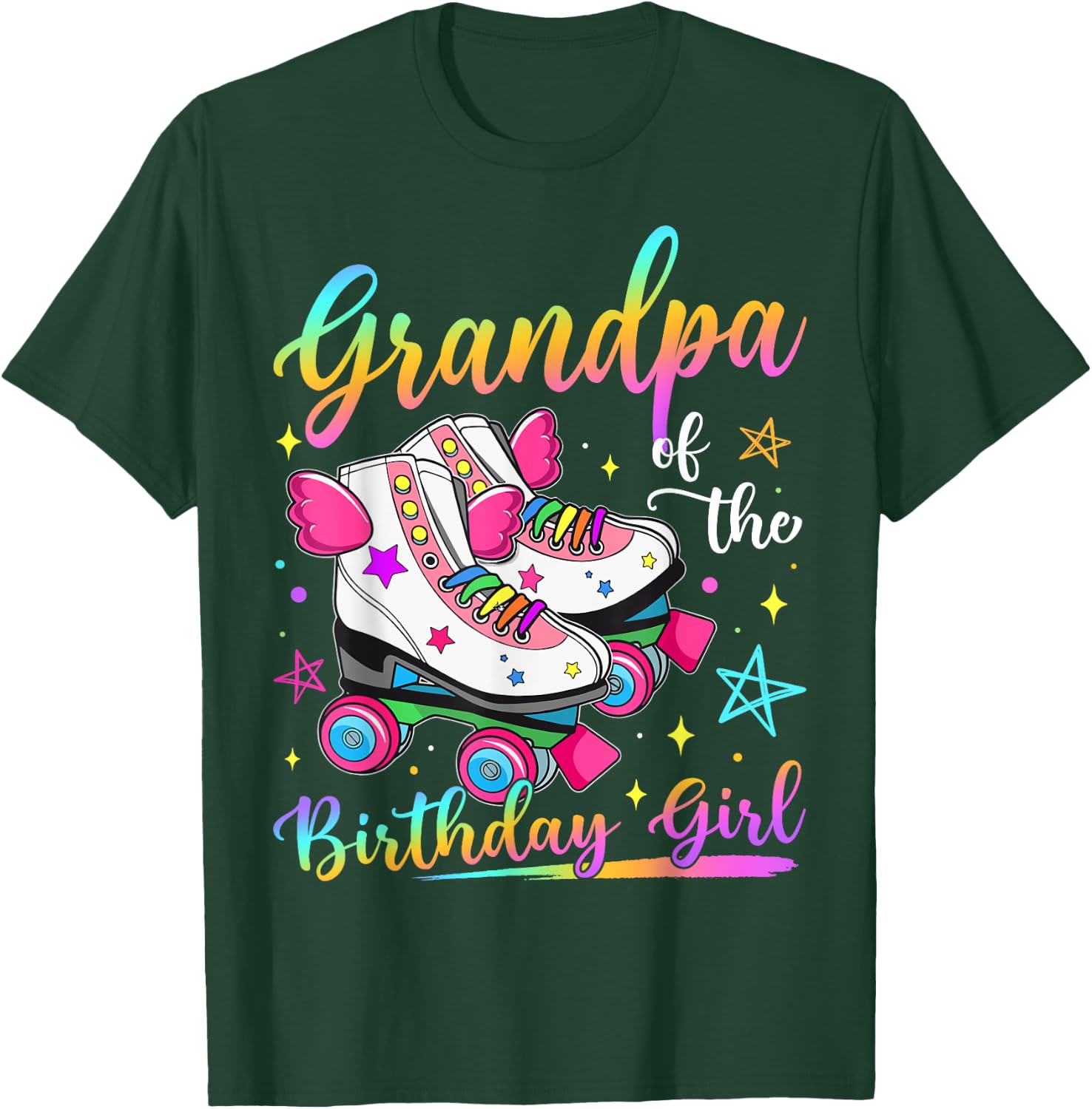 Grandpa Of The Birthday Girl Rolling Skate Family Matching T-Shirt - T-Shirt | Forest