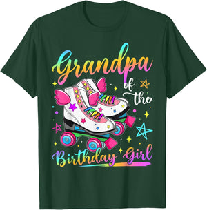 Grandpa Of The Birthday Girl Rolling Skate Family Matching T-Shirt - T-Shirt | Forest