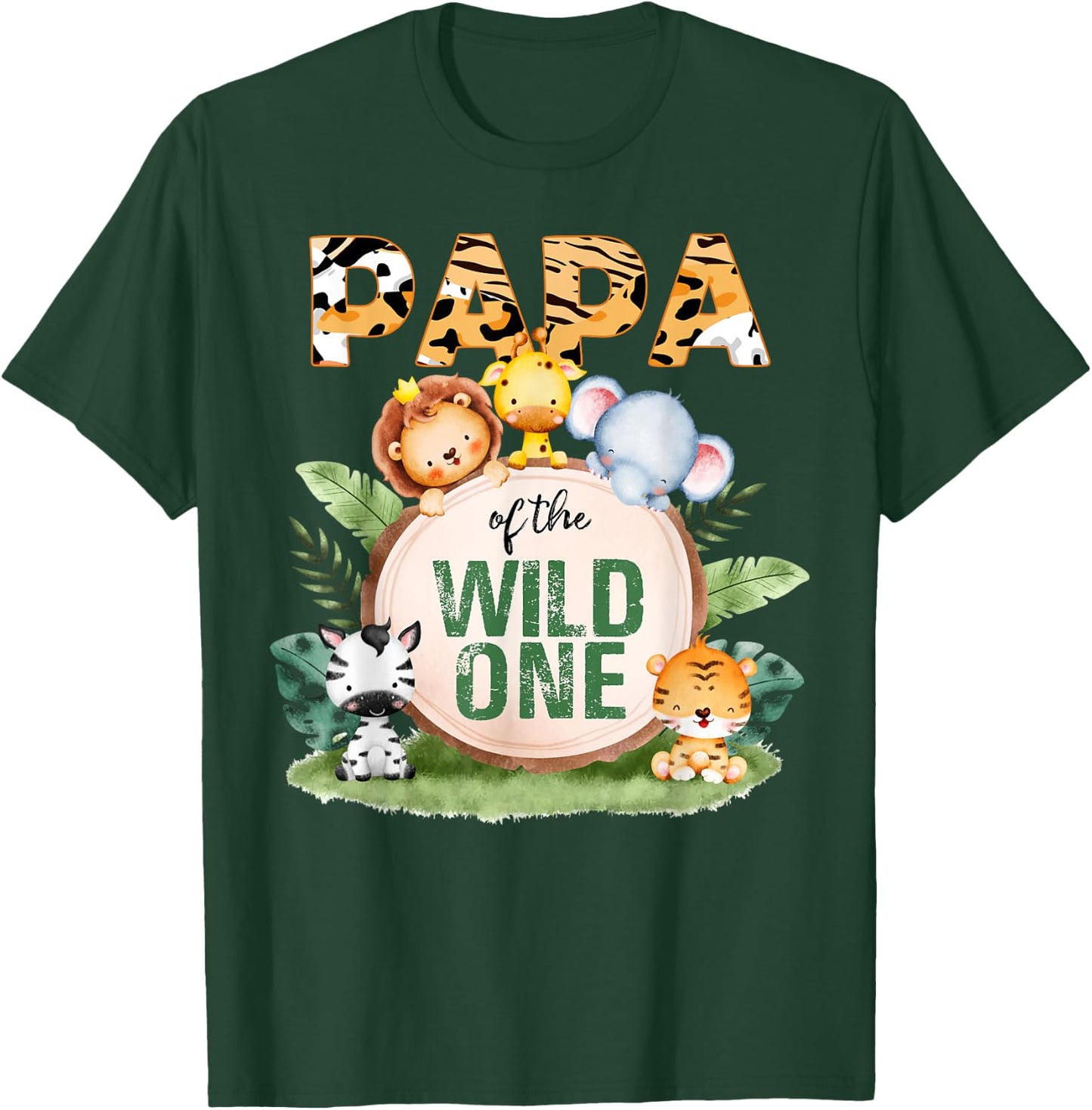 Papa Of The Wild One 1st Birthday Safari Family Matching T-Shirt - T-Shirt | Forest