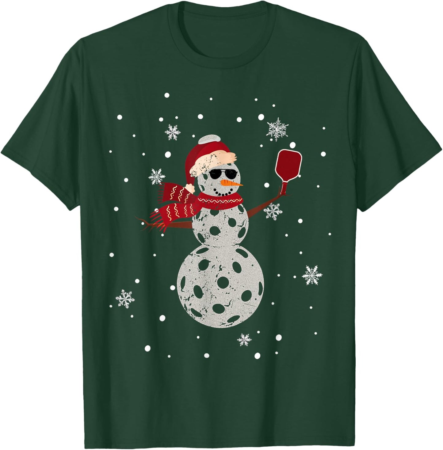 Santa Hat Snowman Family Xmas Matching Pickleball Christmas T-Shirt - T-Shirt | Forest