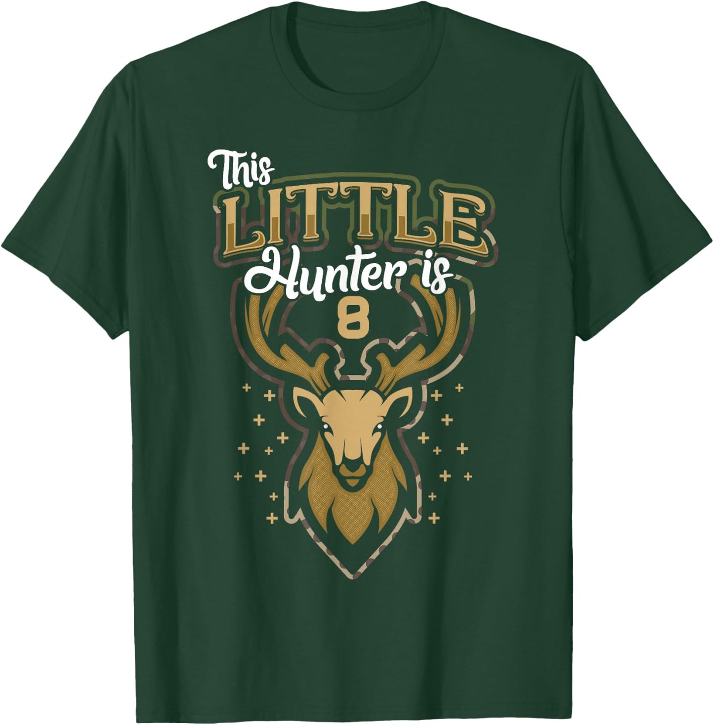 8th Birthday Shirt Hunting Boy Deer Hunter Gift 8 Years Old T-Shirt - T-Shirt | Forest