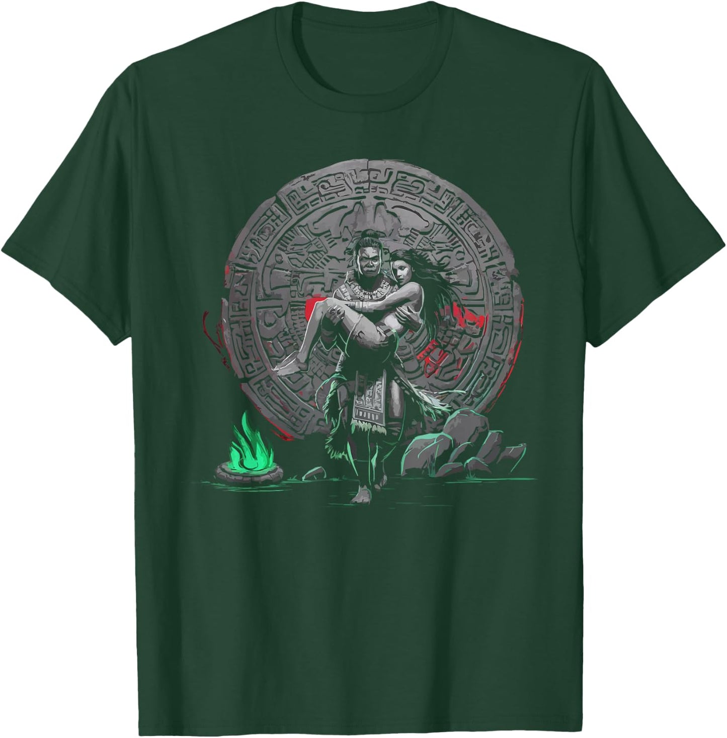 Aztec Warrior Mayan Indigenous Mexican Aztec Jaguar T-Shirt - T-Shirt | Forest