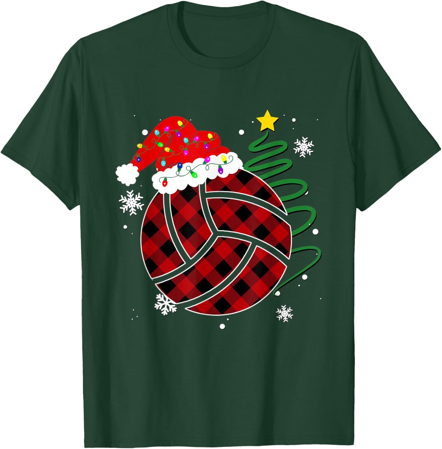 Buffalo Red Plaid Volleyball Christmas Sport Xmas Pajama T-Shirt - T-Shirt | Forest