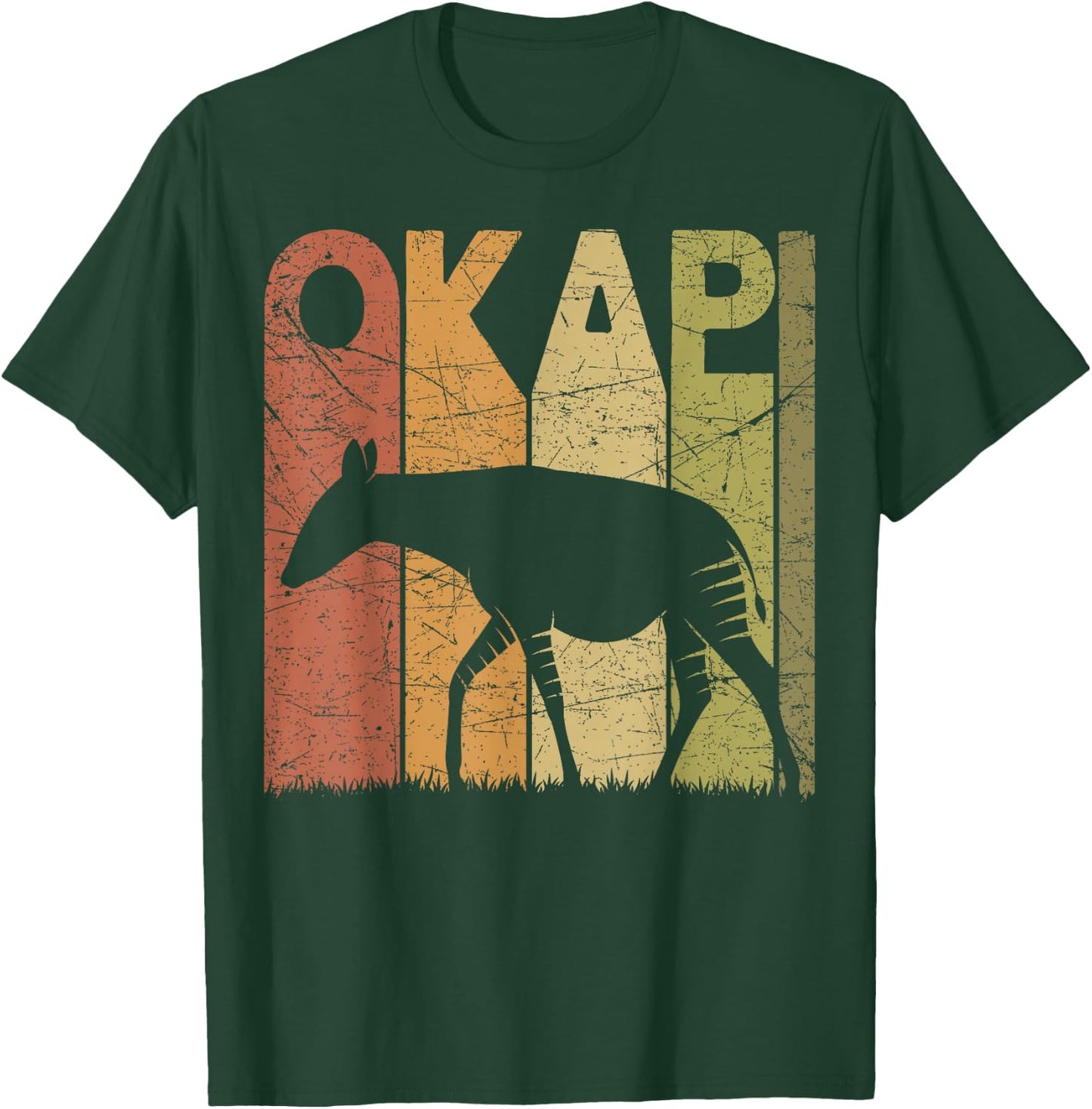 Okapi Vintage Forest Giraffe Okapi Retro Zoology T-Shirt - T-Shirt | Forest