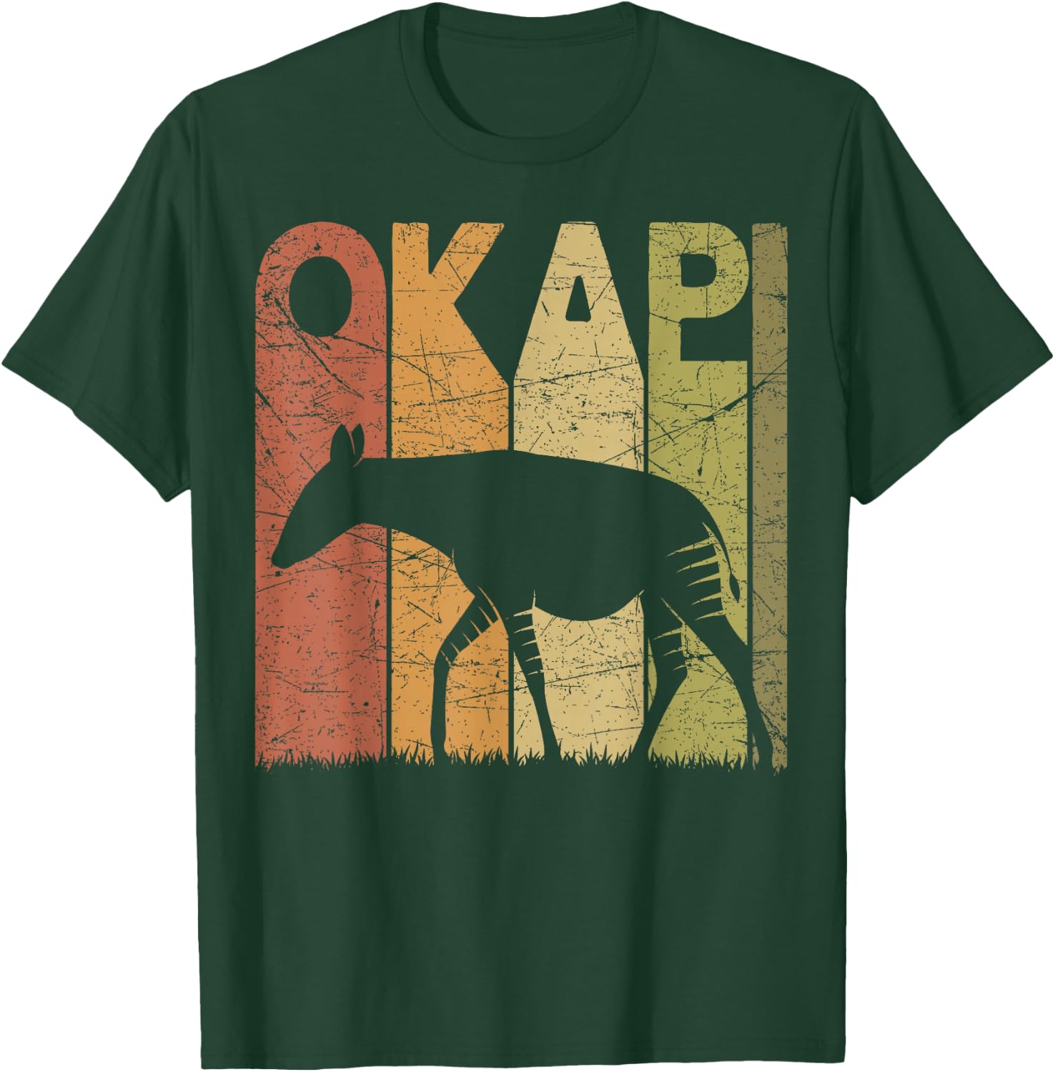 Okapi Vintage Forest Giraffe Okapi Retro Zoology T-Shirt - T-Shirt | Forest