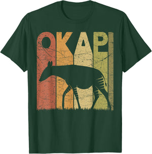 Okapi Vintage Forest Giraffe Okapi Retro Zoology T-Shirt - T-Shirt | Forest