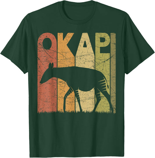 Okapi Vintage Forest Giraffe Okapi Retro Zoology T-Shirt - T-Shirt | Forest