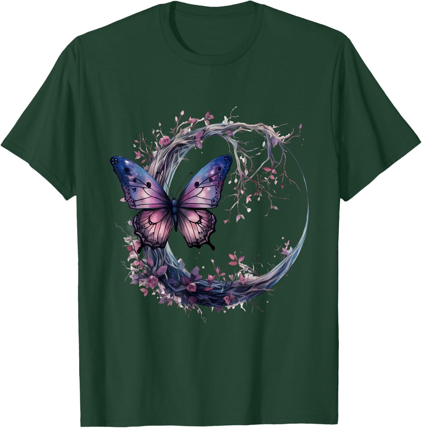 Butterfly Wildlife Moon Fantasy Animal Art Nature Artwork T-Shirt - T-Shirt | Forest