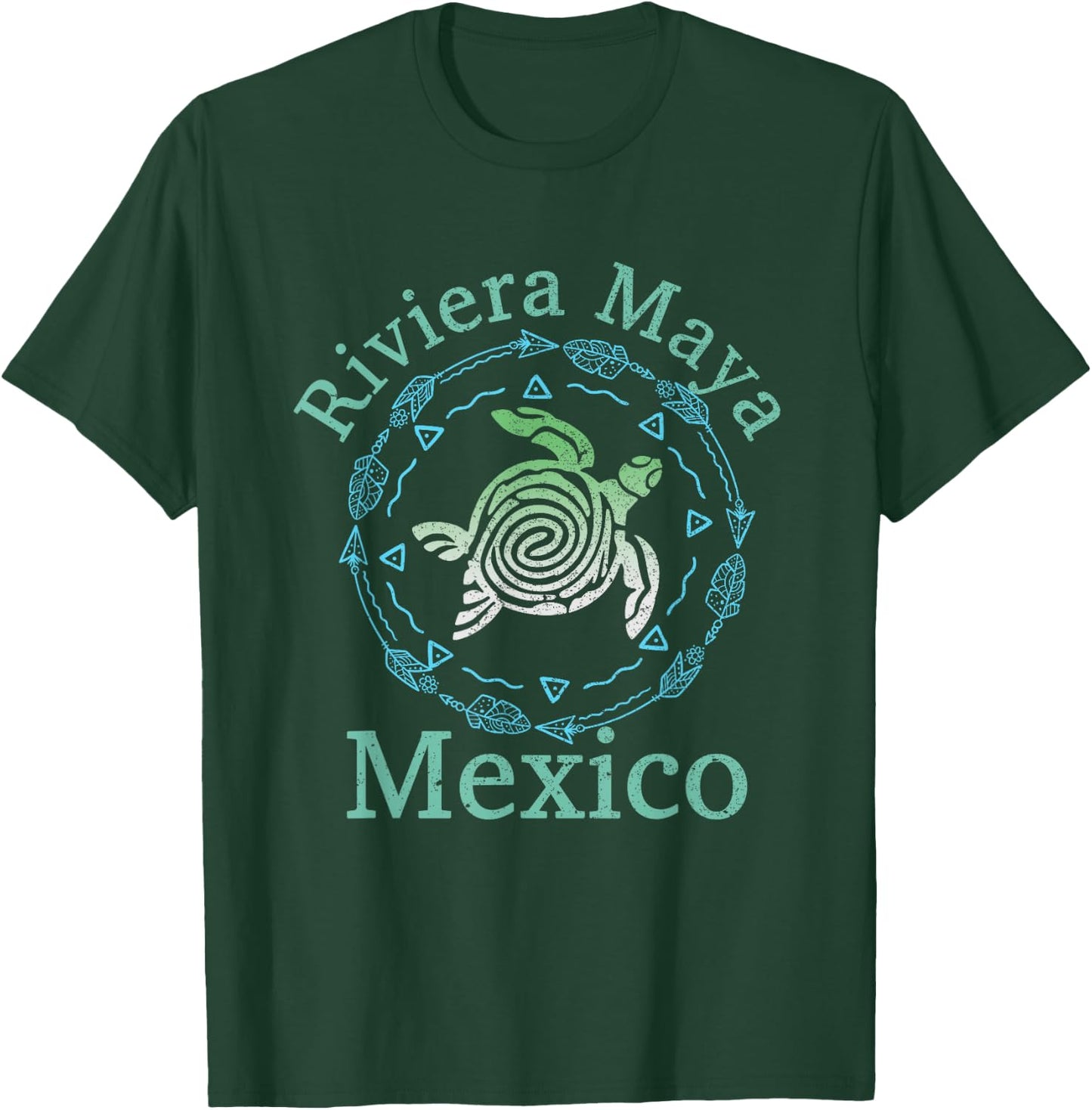 Riviera Maya Mexico Vintage Tribal Turtle Riviera Maya T-Shirt - T-Shirt | Forest