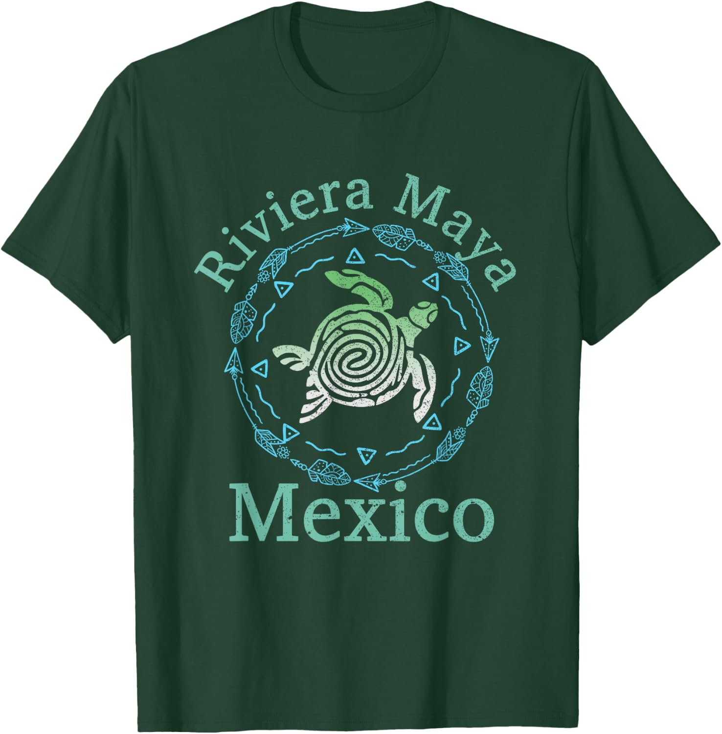 Riviera Maya Mexico Vintage Tribal Turtle Riviera Maya T-Shirt - T-Shirt | Forest