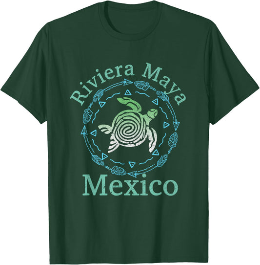 Riviera Maya Mexico Vintage Tribal Turtle Riviera Maya T-Shirt - T-Shirt | Forest