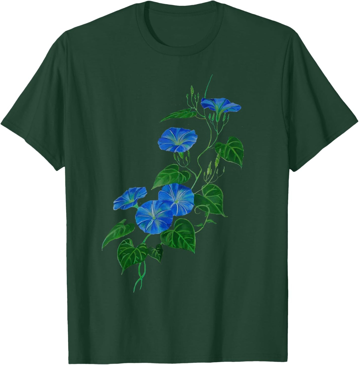 Victorian Style Morning Glory Wildflower Vine T-Shirt - T-Shirt | Forest