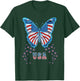 Butterfly USA Flag Cute 4th Of July Funny American Girl Gift T-Shirt - T-Shirt | Forest