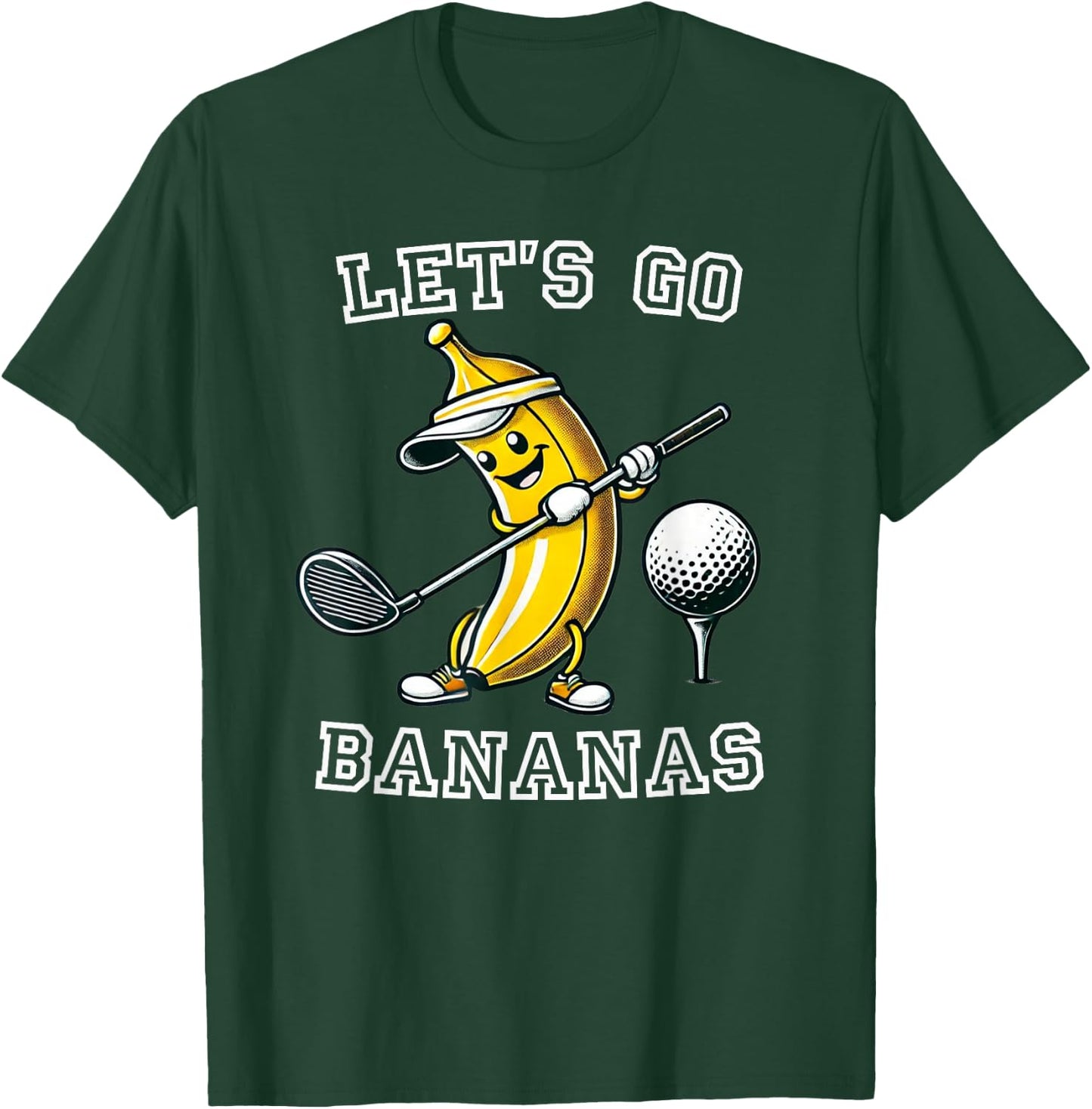 Let's Go Bananas Golf with Funny Banana Golfer Graphic T-Shirt - T-Shirt | Forest
