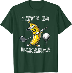 Let's Go Bananas Golf with Funny Banana Golfer Graphic T-Shirt - T-Shirt | Forest