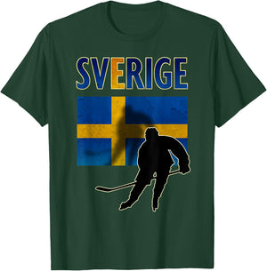 Sweden Ice Hockey T Shirt Swedish Flag T-Shirt - T-Shirt | Forest