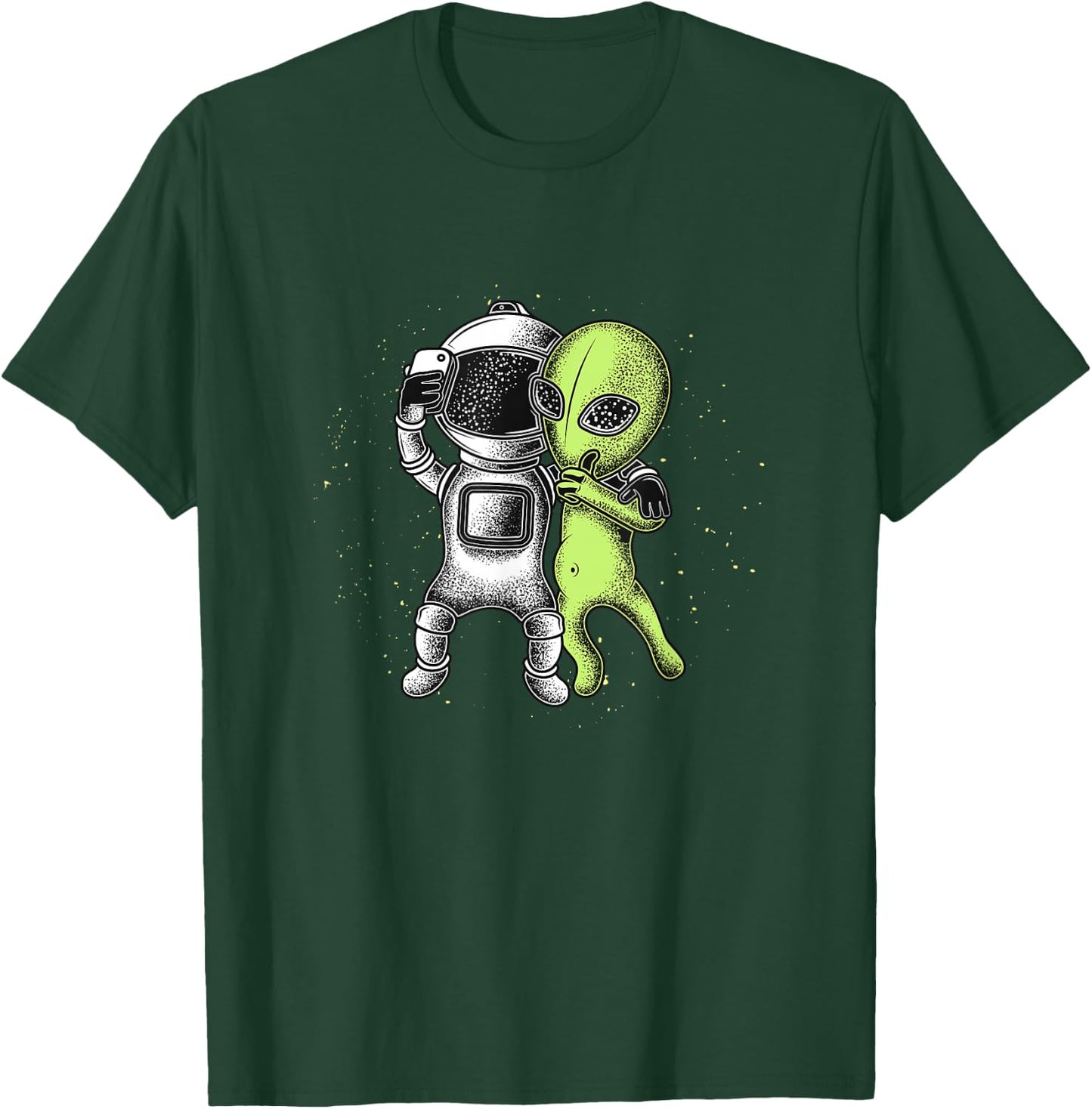 Alien Selfie Retro Style Funny Astronaut & Alien T-Shirt - T-Shirt | Forest