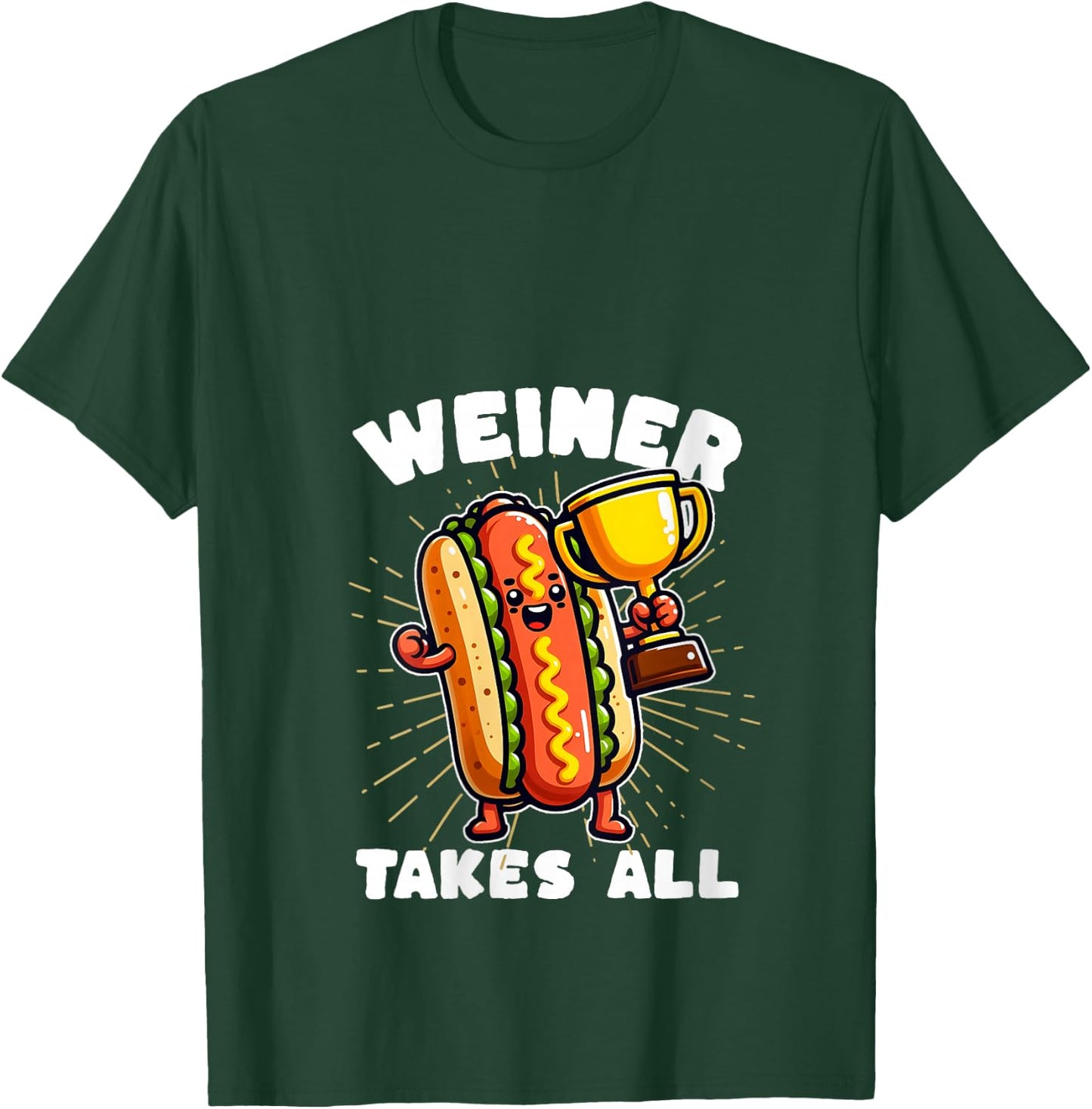 Funny Hot Dogs and Sausage Weiner Takes All Competitive V-Neck T-Shirt - T-Shirt | Forest