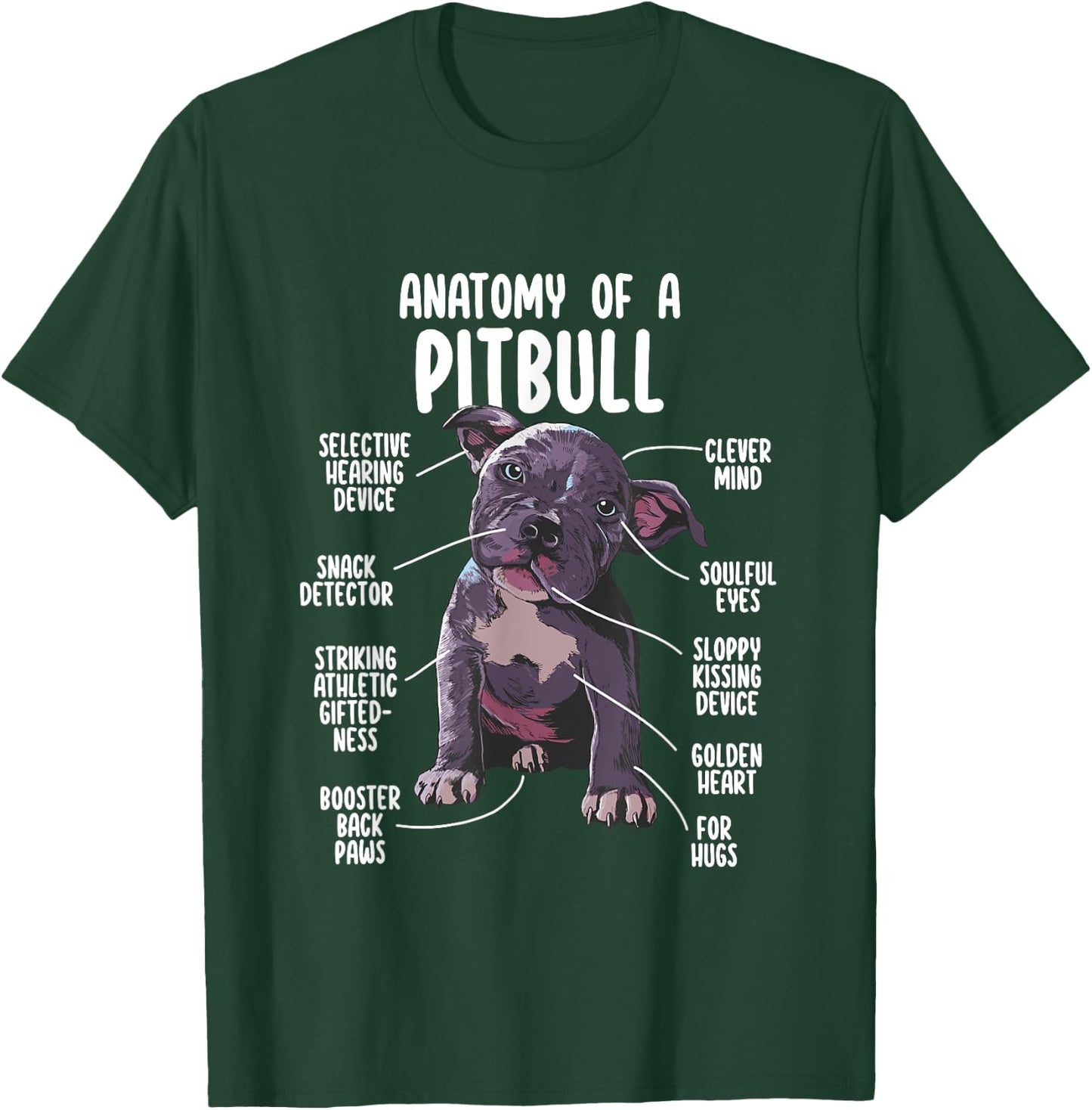 Anatomy Of A Pitbull Shirt Pittie Dog Funny Pitbull Lover Women Girls Kids T-Shirt - T-Shirt | Forest