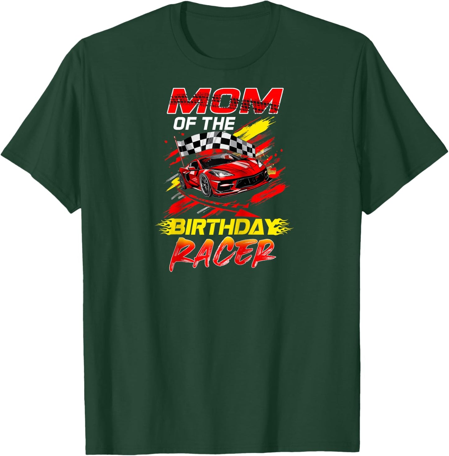 Mom Of The Birthday Racer Race Car Party Family Matching Raglan Baseball T-Shirt - T-Shirt | Forest