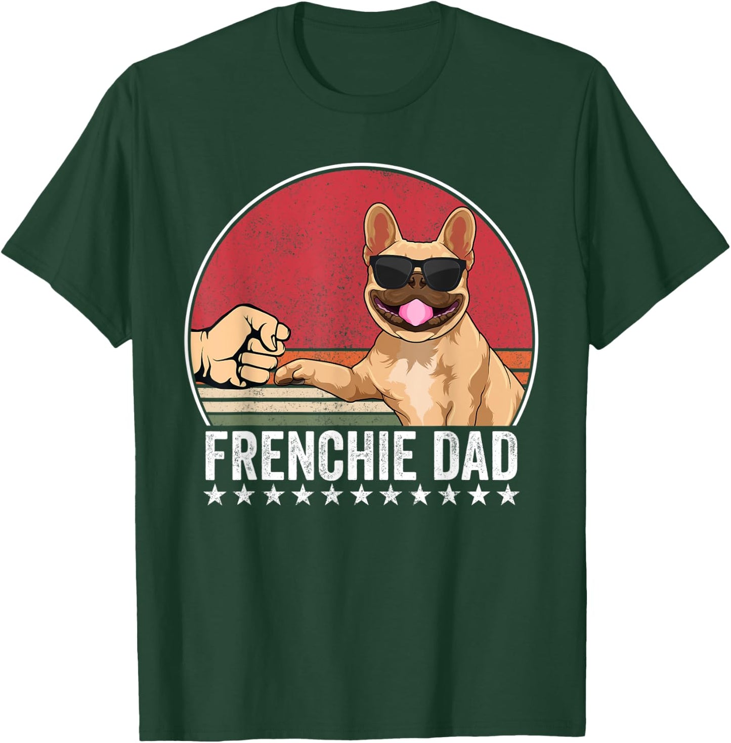 French Bulldog Dad Dog Fist Bump Frenchie Dog Outfit T-Shirt - T-Shirt | Forest