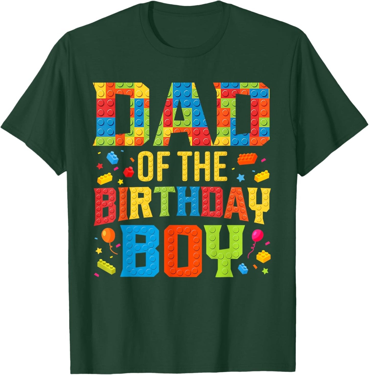 Dad Of The Birthday Boy Master Builder Building Blocks Kids T-Shirt - T-Shirt | Forest