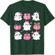 Cute Ghost Florals Pink Coquette Bows Pumpkins Halloween T-Shirt - T-Shirt | Forest