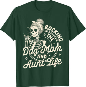Dog Mama Fur Mama Skeleton Rocking The Dog Mom & Aunt Life T-Shirt - T-Shirt | Forest
