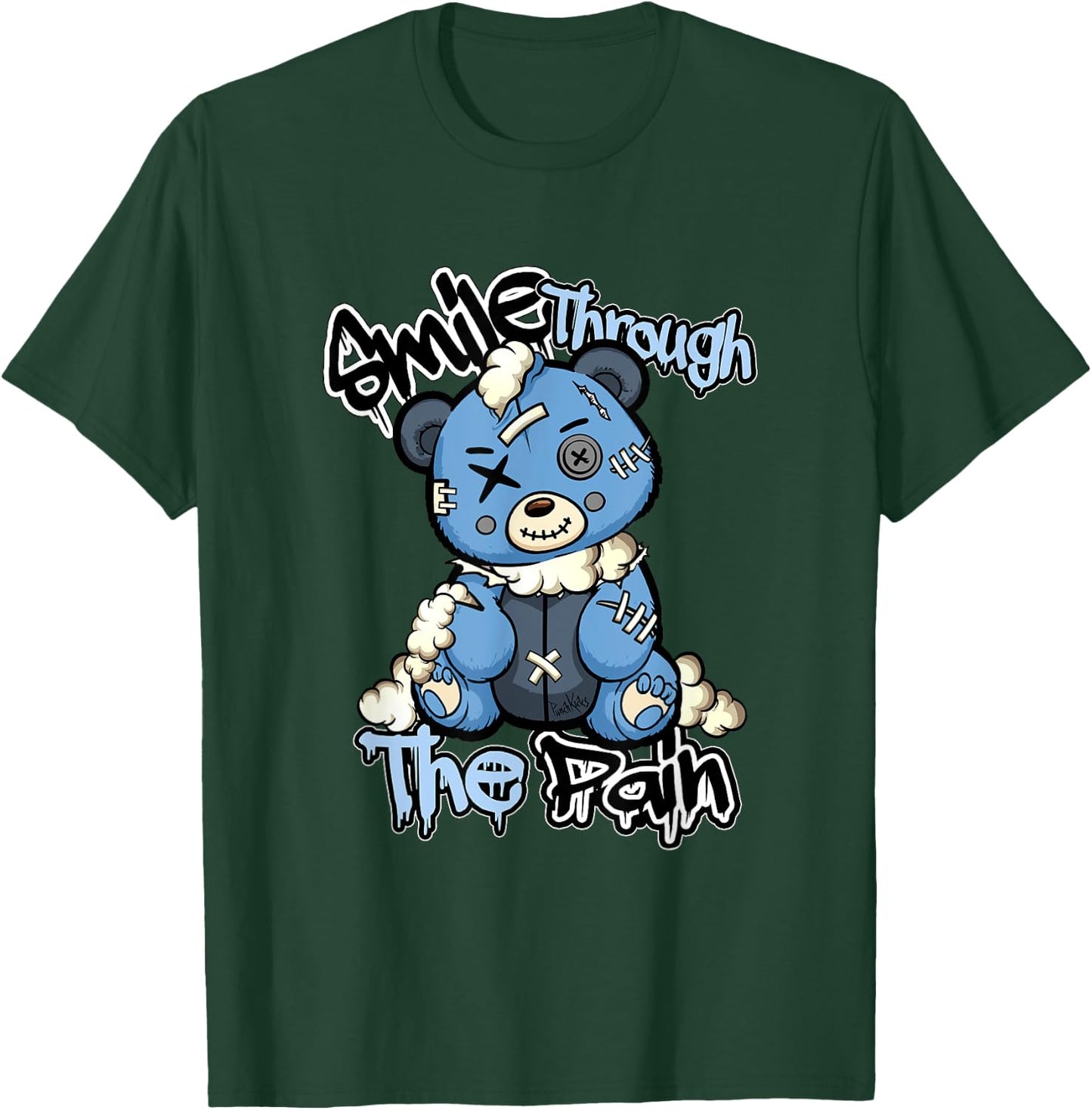 Blue Sad Teddy Bear , Lofi Streetwear Aesthetic Bear T-Shirt - T-Shirt | Forest