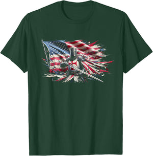 Knight Templar American Flag Crusader Men T-Shirt - T-Shirt | Forest