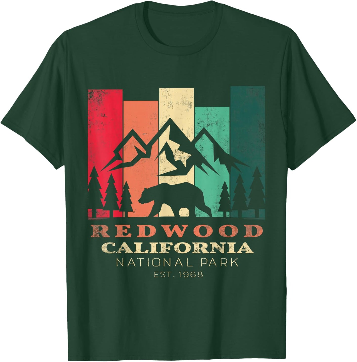 Retro Vintage Redwood National Park for kids Hiking Camping T-Shirt - T-Shirt | Forest