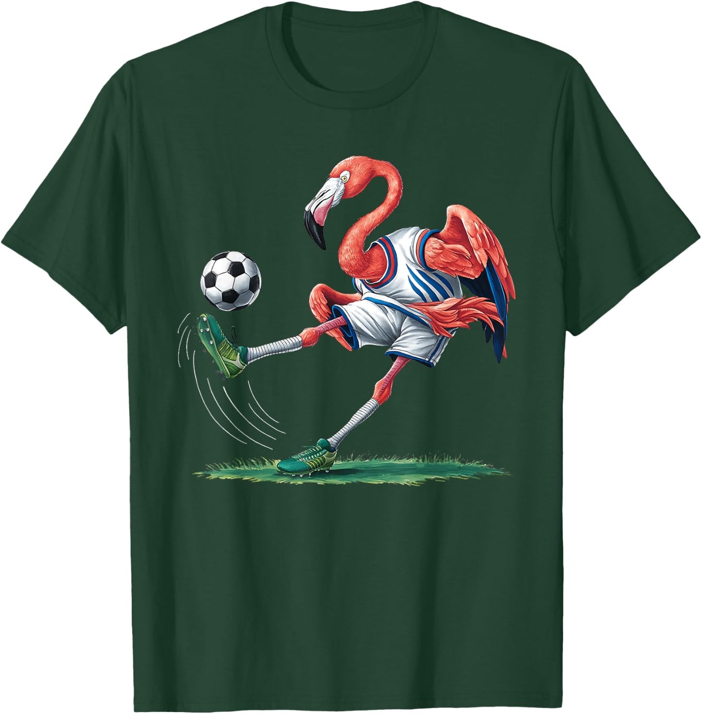 Funny Flamingo Sports Flamingo Playing Soccer T-Shirt - T-Shirt | Forest