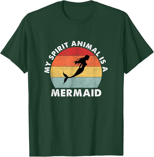 Vintage My Spirit Animal is a Mermaid T-Shirt - T-Shirt | Forest