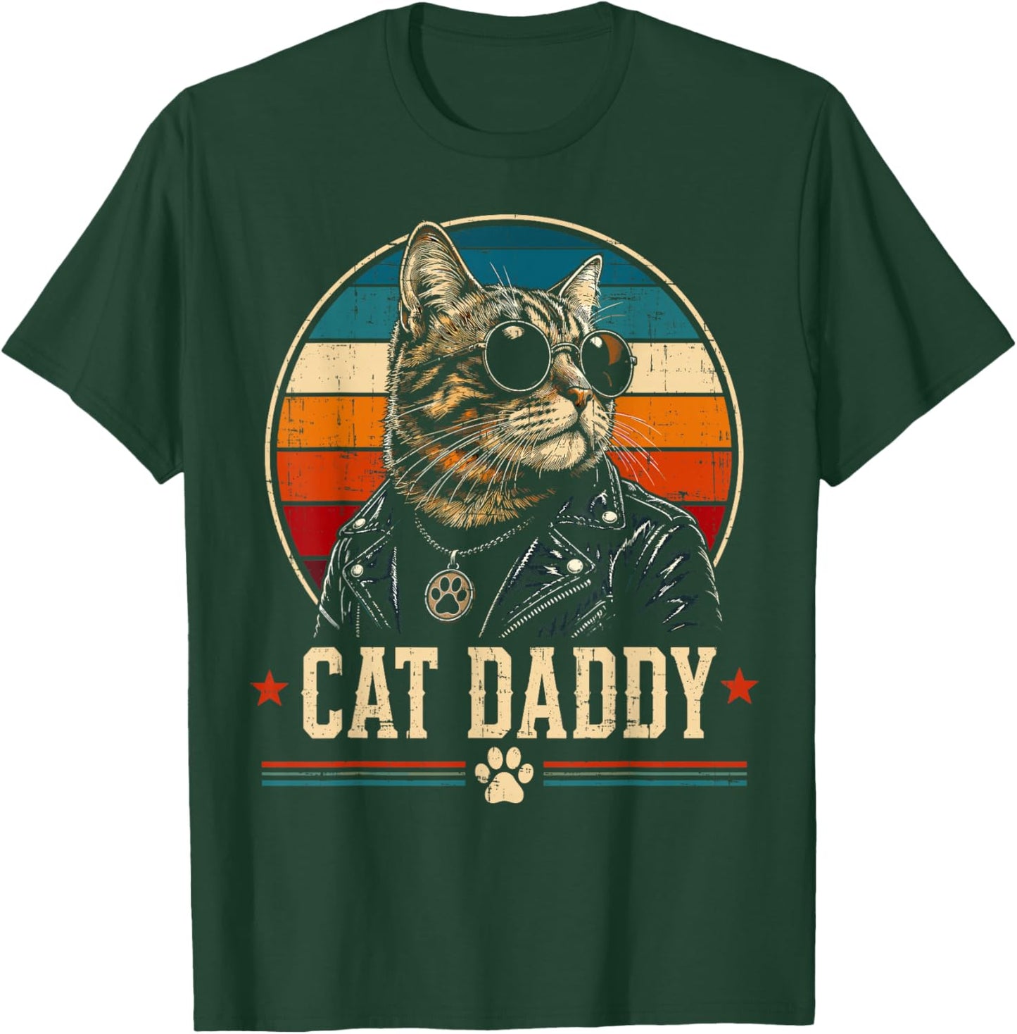 Vintage Cat Daddy Sunglasses Cool Cat Dad Gift Fathers Day T-Shirt - T-Shirt | Forest