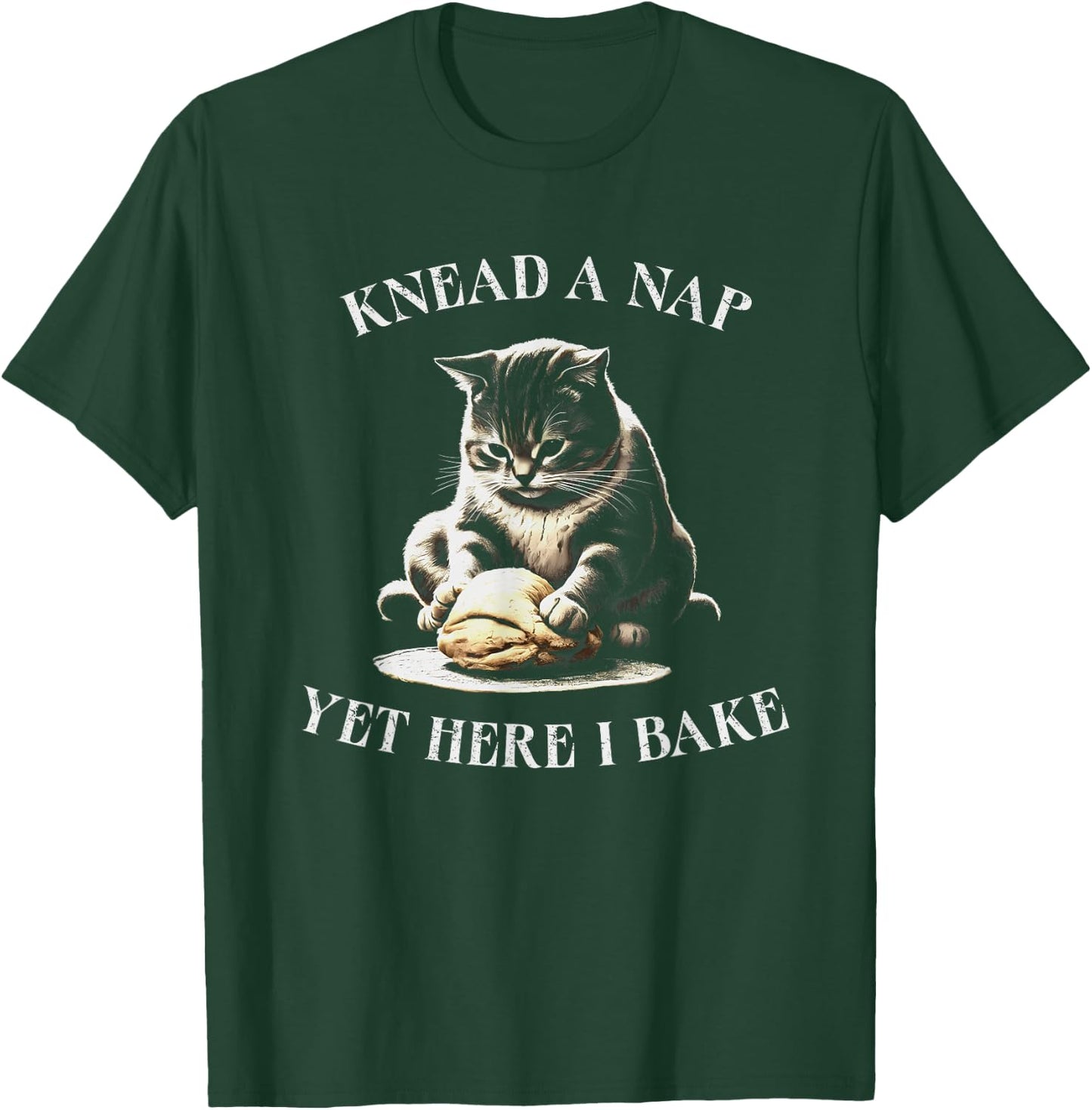 Cat Making Biscuits Funny Cat Baking Knead Nap Women Kids T-Shirt - T-Shirt | Forest