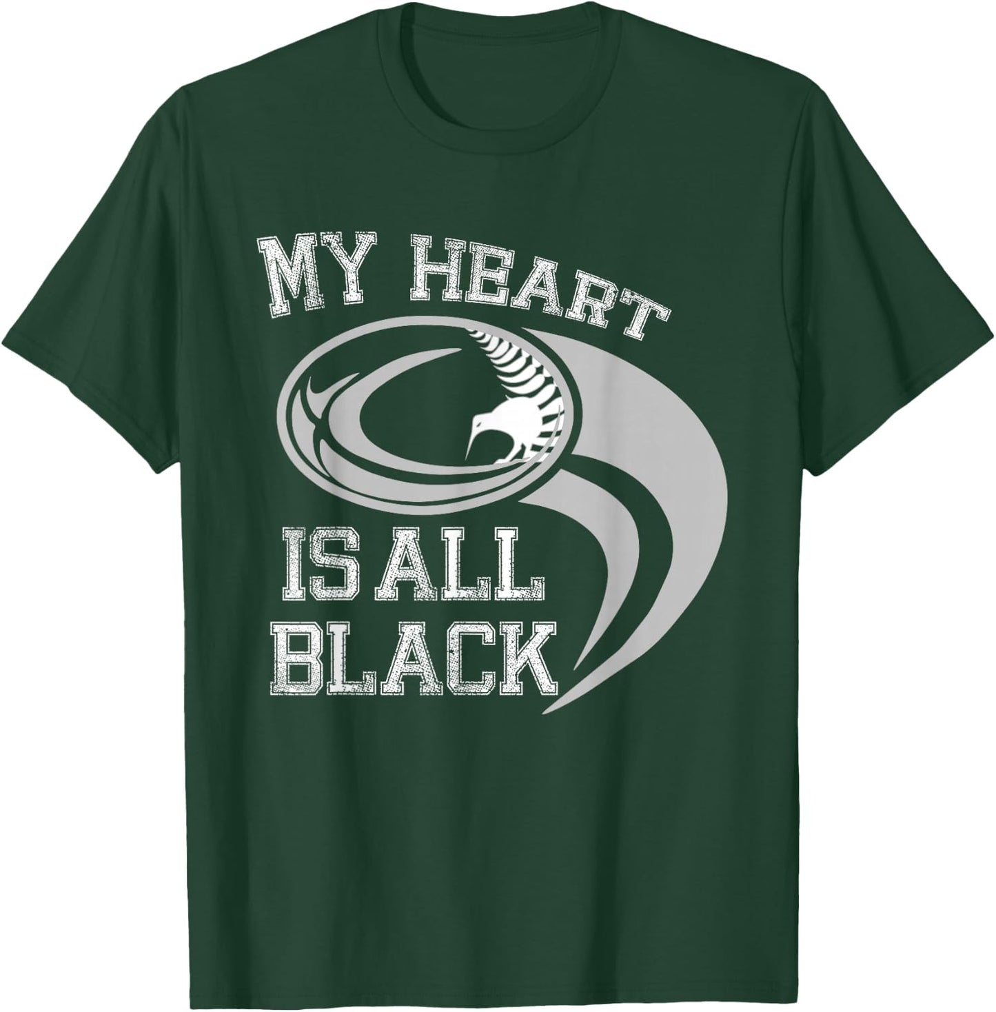 My Heart is All Black - Rugby New Zealand Fan T-Shirt - T-Shirt | Forest