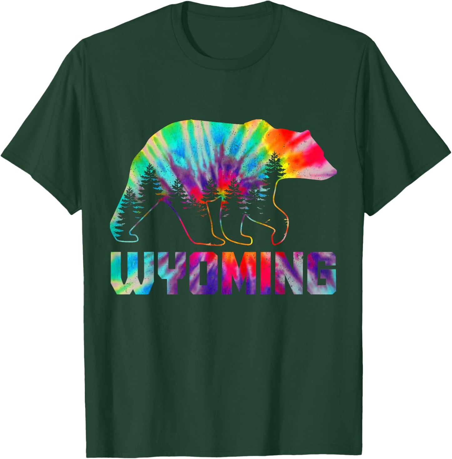 Wyoming Tie Dye Bear Pride Outdoor Hiking Camping Vintage T-Shirt - T-Shirt | Forest