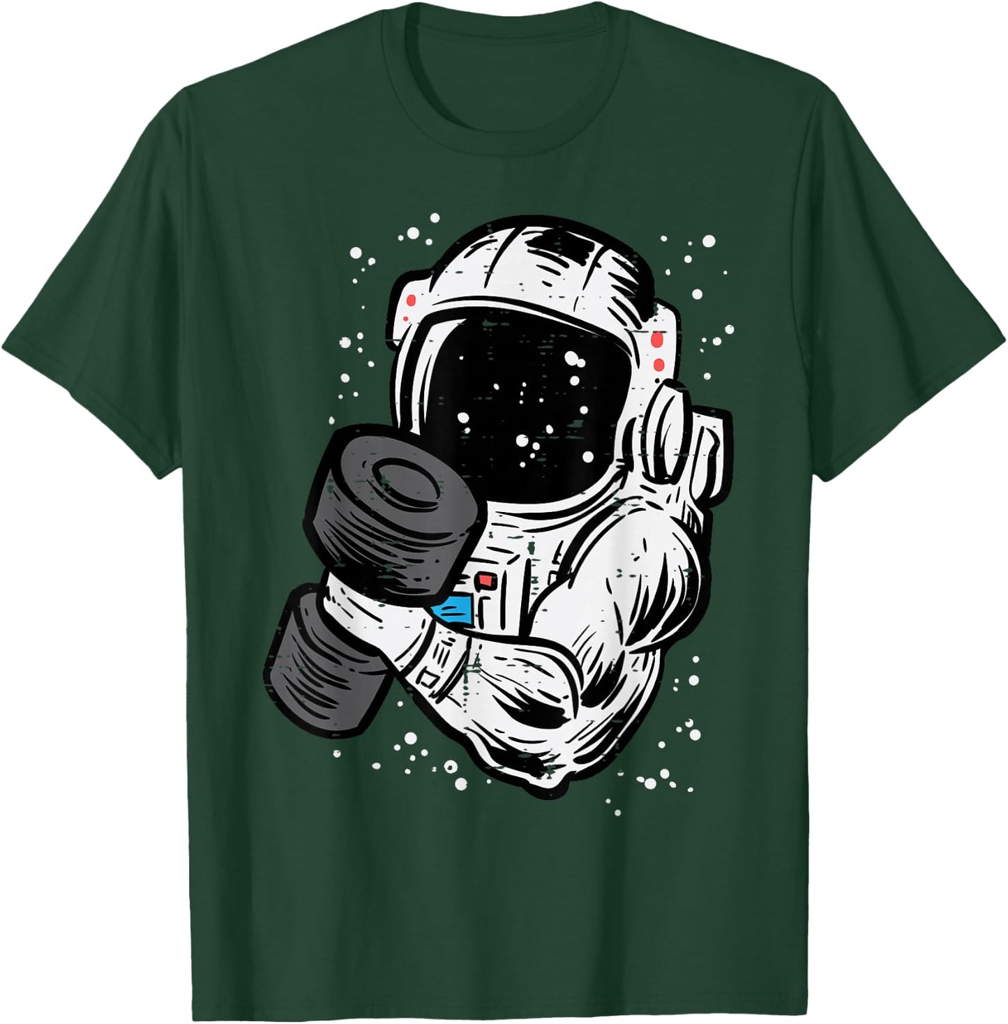 Astronaut Workout Dumbbell Space Gym Fitness Men Women Kids T-Shirt - T-Shirt | Forest
