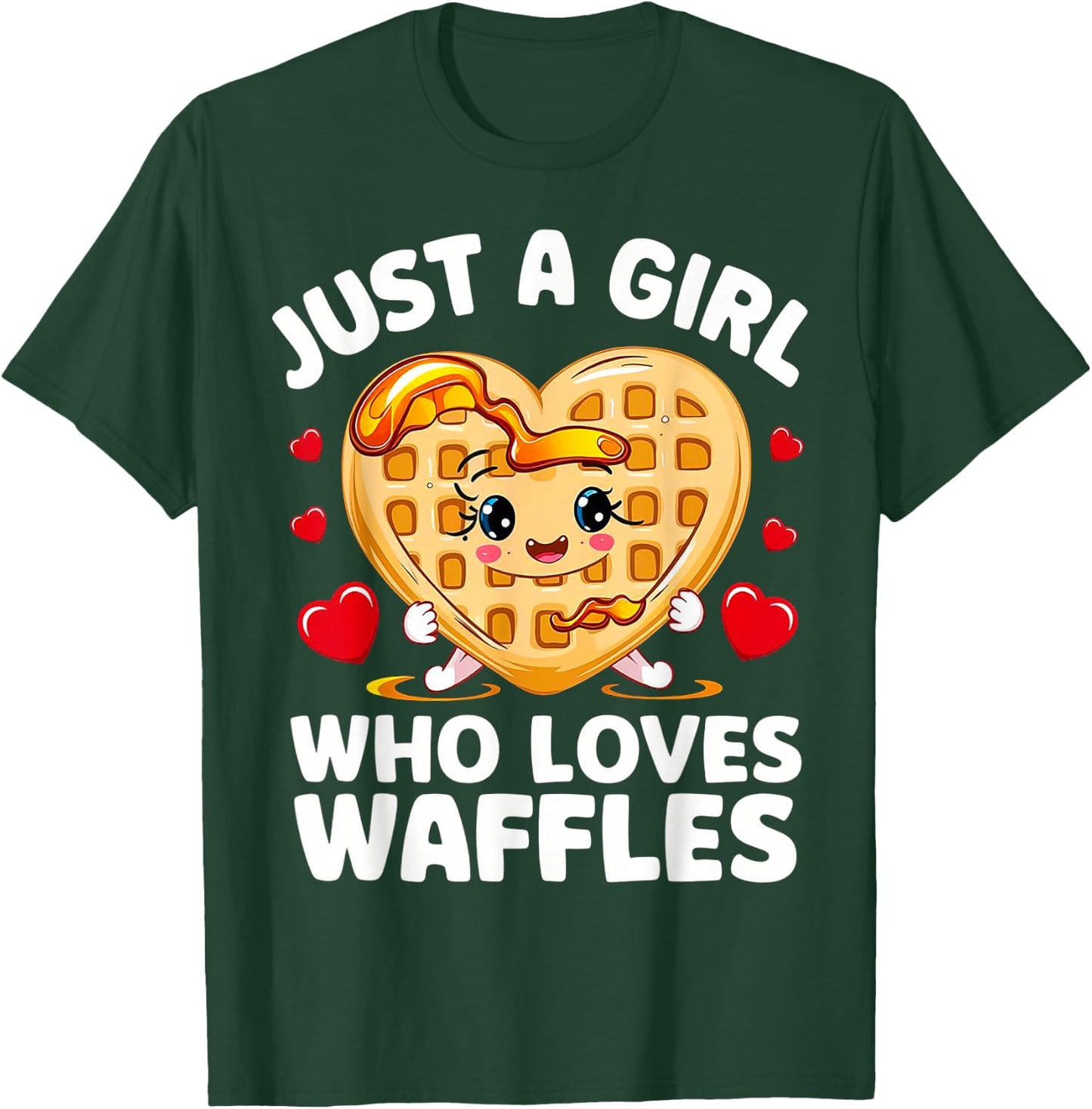 Just A Girl Who Loves Waffles Waffle Heart Breakfast Waffles T-Shirt - T-Shirt | Forest