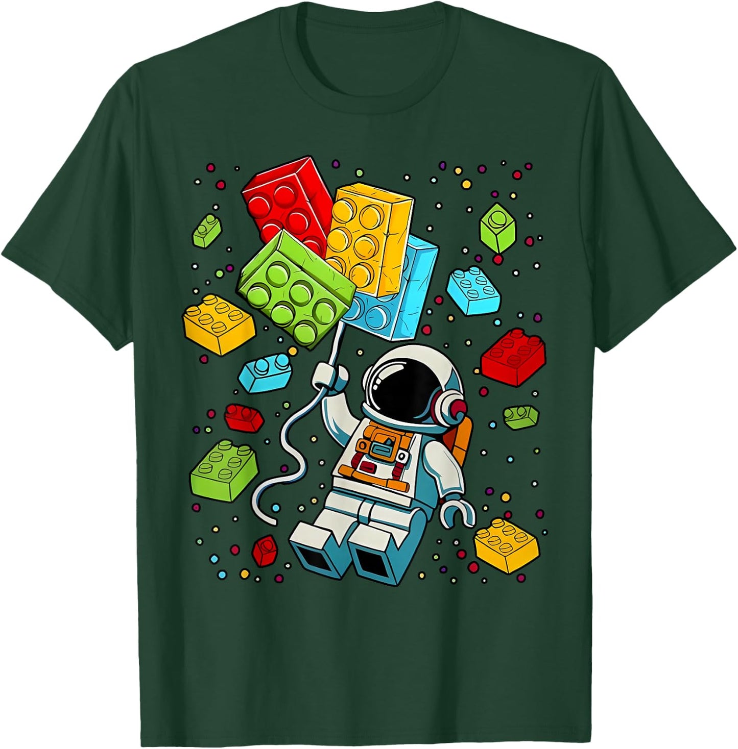 Space Astronaut Master Builder Building Blocks Boys Kids T-Shirt - T-Shirt | Forest