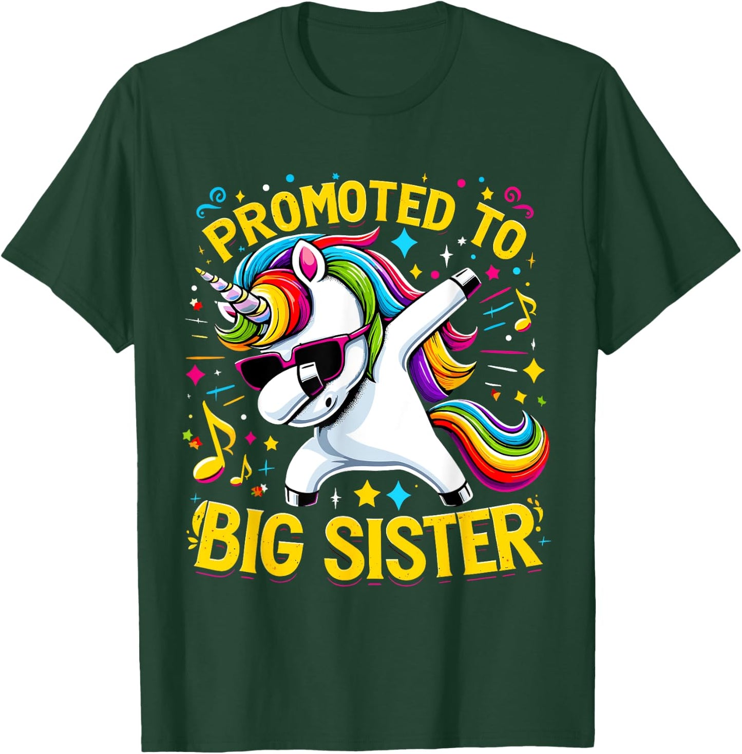 Promoted to Big Sister Unicorn Dabbing T-Shirt - T-Shirt | Forest
