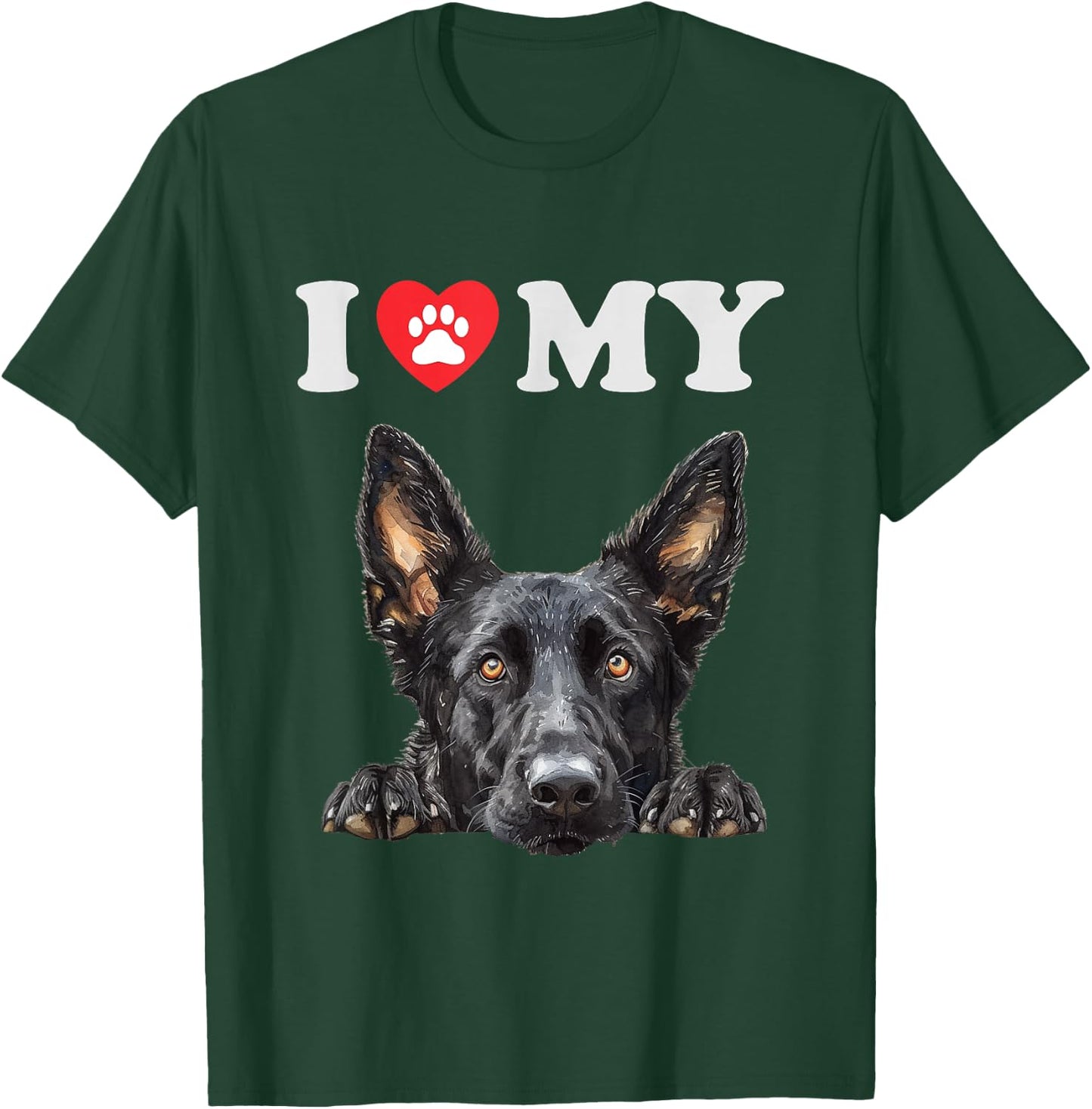 Dutch Shepherd I Heart My Dog Funny Dog Lover T-Shirt - T-Shirt | Forest