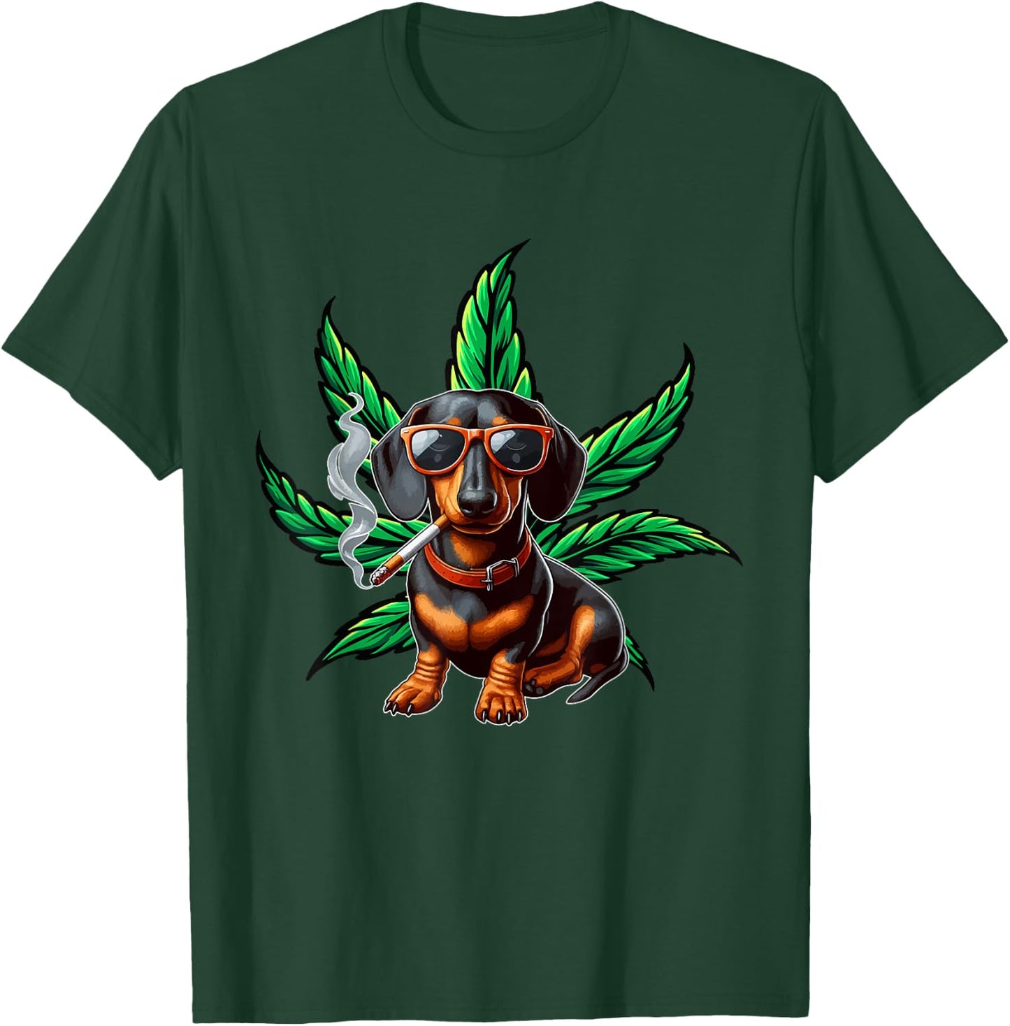 Dachshund Sunglasses Tuxedo Funny Owner Stoner Smoker T-Shirt - T-Shirt | Forest
