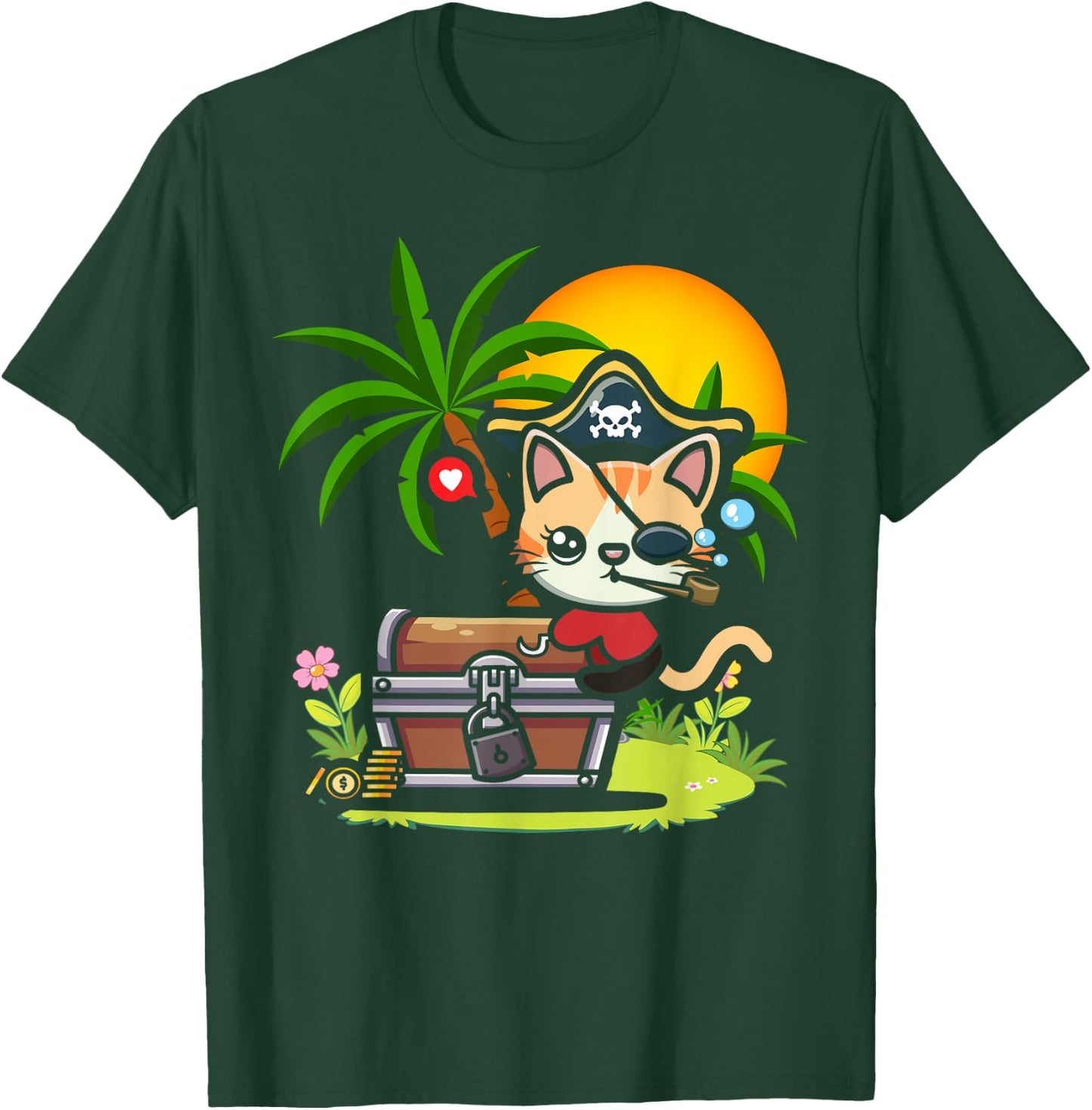 Kwazii Cute Funny Pirate Cat Kids T-Shirt - T-Shirt | Forest