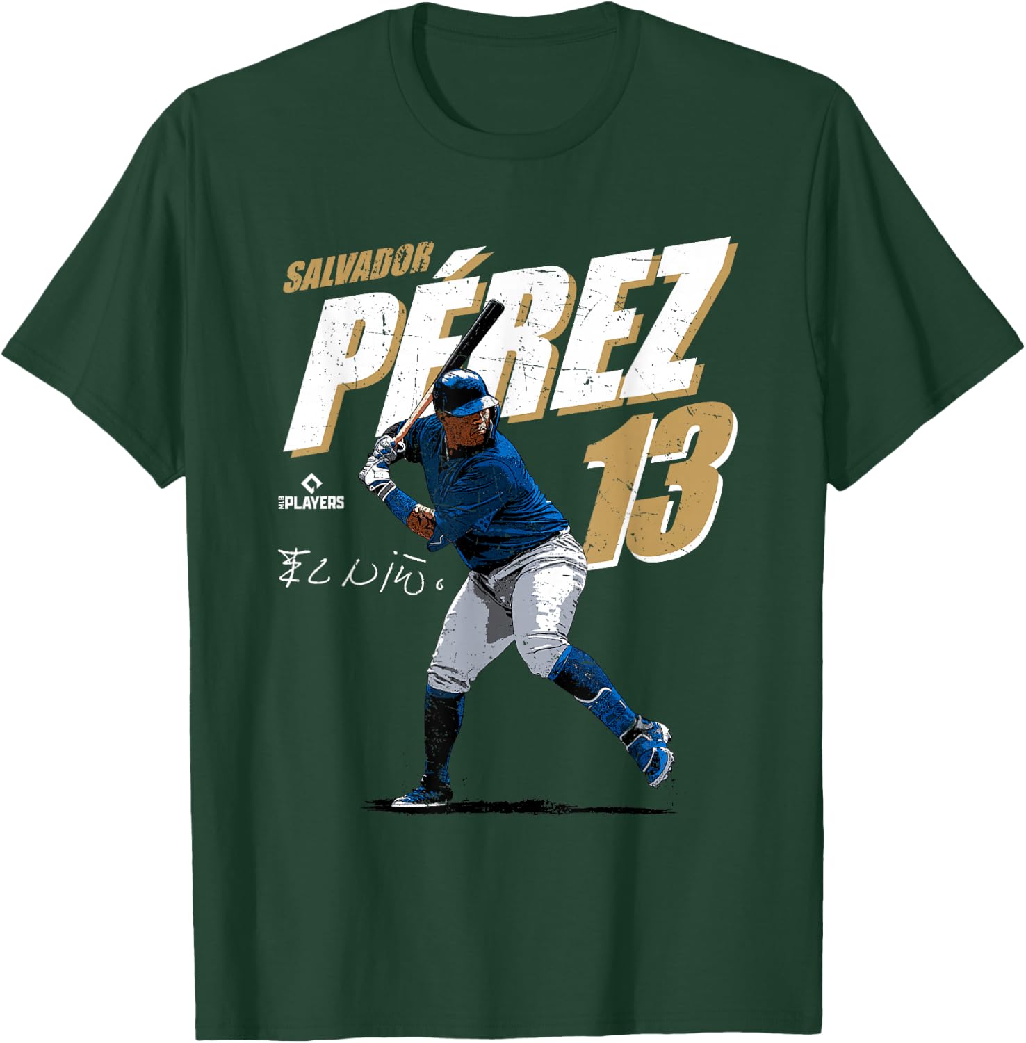 License Champs Salvador Perez Kansas City Baseball Player MLBSPZ3001 Blue T-Shirt - T-Shirt | Forest