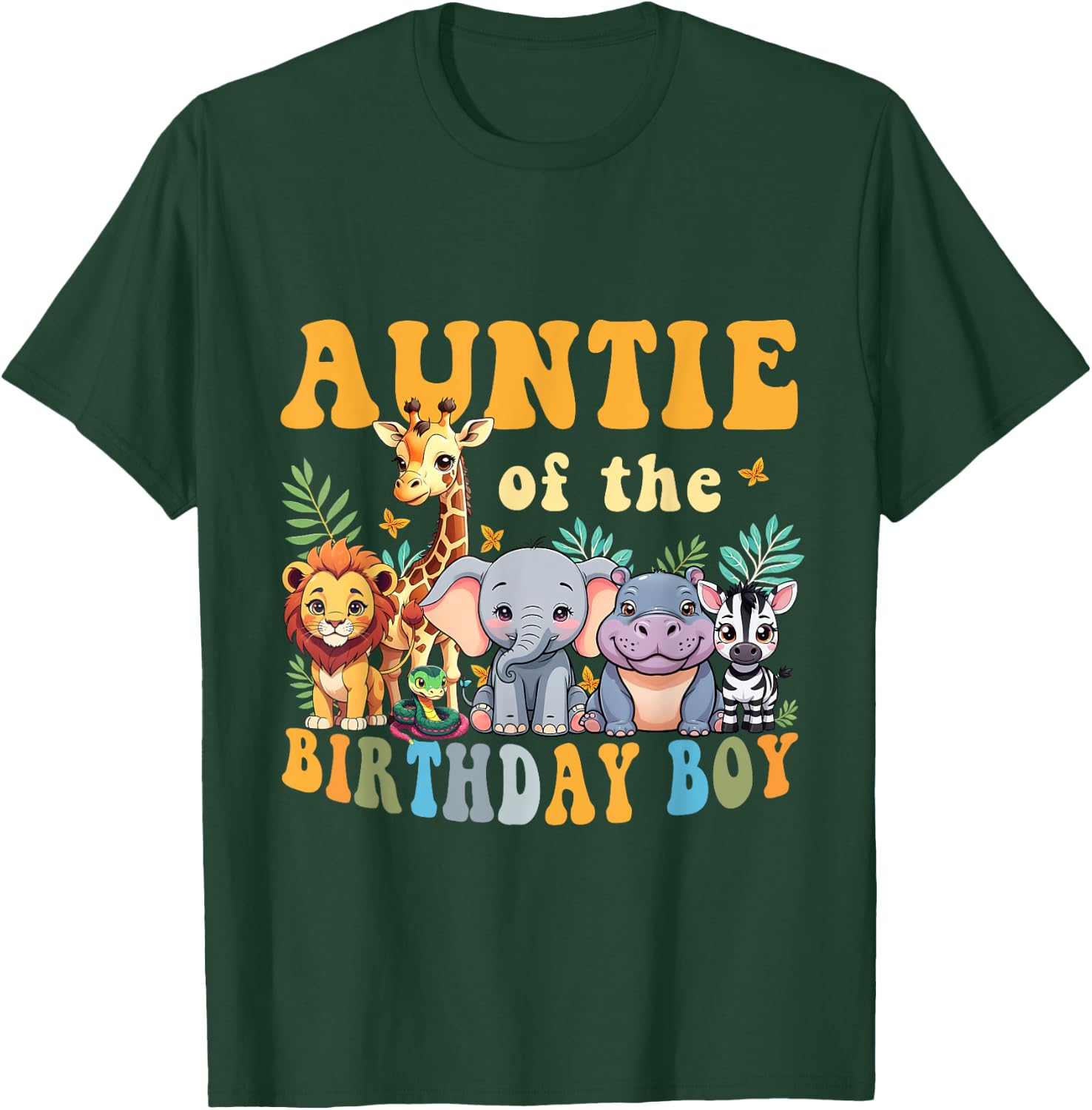 Auntie of the Birthday Boy Kid Safari Jungle Animal Matching T-Shirt - T-Shirt | Forest