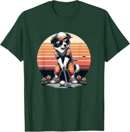 Funny Border Collie Golfer Golfing Cool Sports Design T-Shirt - T-Shirt | Forest