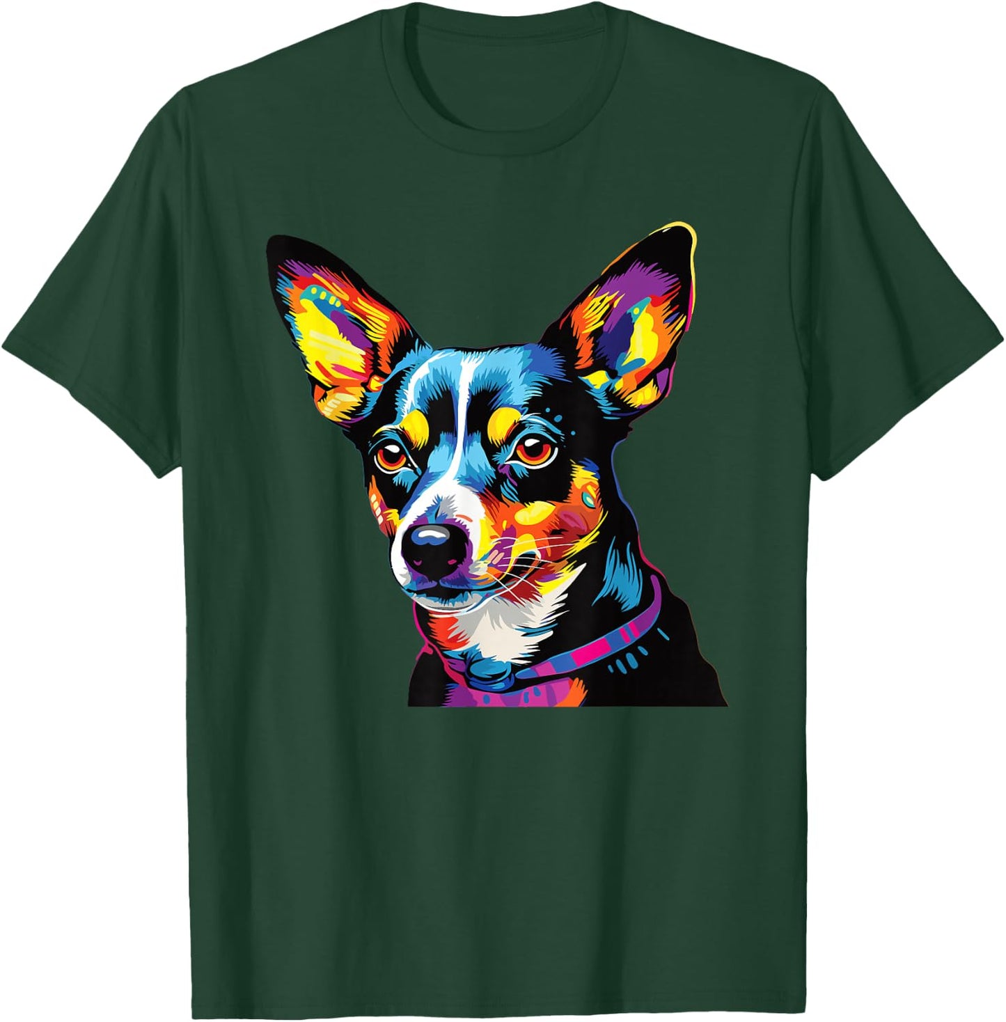 Retro Rat Terrier Dog -Adults Multicolor Small T-Shirt - T-Shirt | Forest