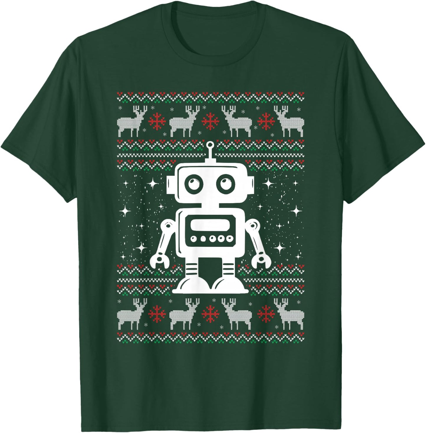 Robots Ugly Christmas Sweater Xmas - Robotics Engineer T-Shirt - T-Shirt | Forest